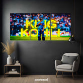 Virat Kohli legend wall poster by Dripster showing cricket player with crown and bright King Kohli text